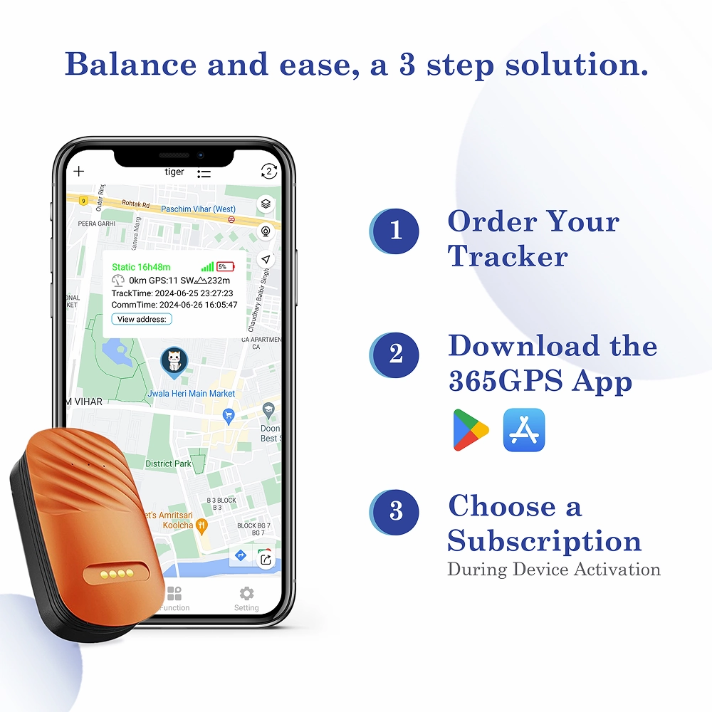 FeTaca Smart 4G GPS Tracker with Lifetime Free Tracking & 1 Year Data SIM Subscription for Dogs and Cats (Orange)