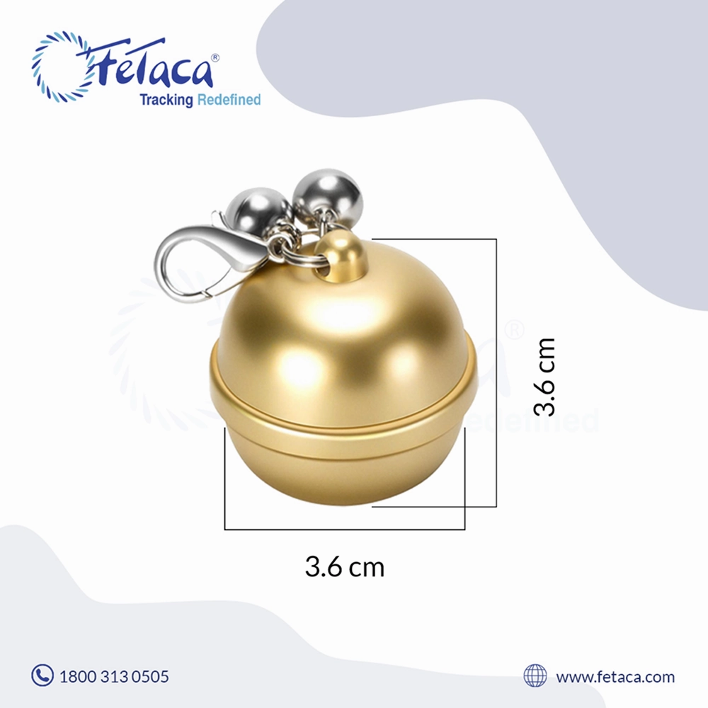 FeTaca Smart Gold Bell Shaped 2G Pet GPS Tracker with 1 Year Advanced Tracking & SIM Data Subscription for Dogs & Cats (Golden)