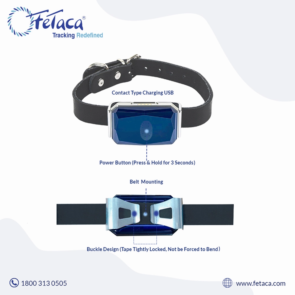 FeTaca Smart GPS Collars with 1 Year Advanced Tracking & SIM Data Subscription for Dogs & Cats (Blue)