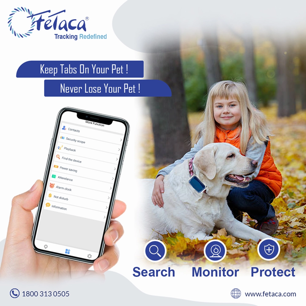 FeTaca Smart GPS Collars with 1 Year Advanced Tracking & SIM Data Subscription for Dogs & Cats (Blue)