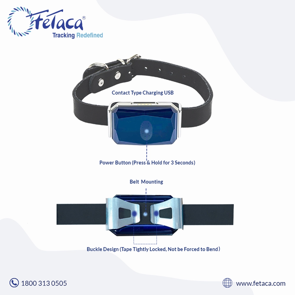 FeTaca Smart GPS Tracking Collars with Live Location, Mobile Alerts and Activity Tracking for Dog & Cats (Blue)  | Subscription Required