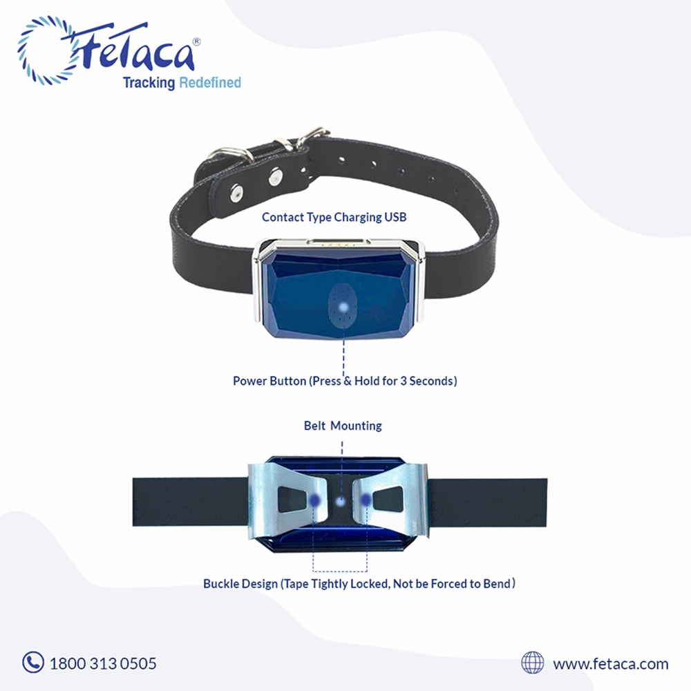 FeTaca Smart GPS Tracking Collars with Live Location, Mobile Alerts and Activity Tracking for Dog & Cats (Blue)  | Subscription Required