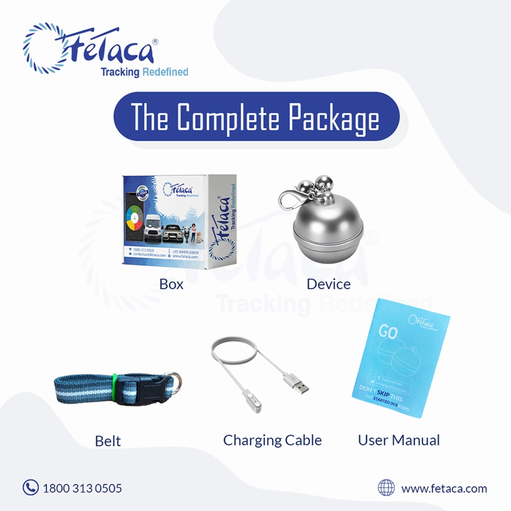 FeTaca Smart Silver Bell Shaped 2G Pet GPS Tracker with 1Year Advanced Tracking & SIM Data Subscription for Dogs and Cats (Silver)