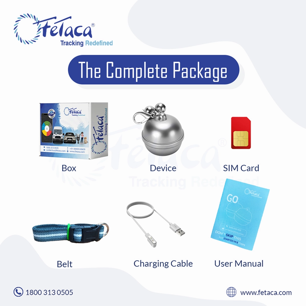 FeTaca Smart Silver Bell Shaped 2G Pet GPS Tracker with 1Year Advanced Tracking & SIM Data Subscription for Dogs and Cats (Silver)