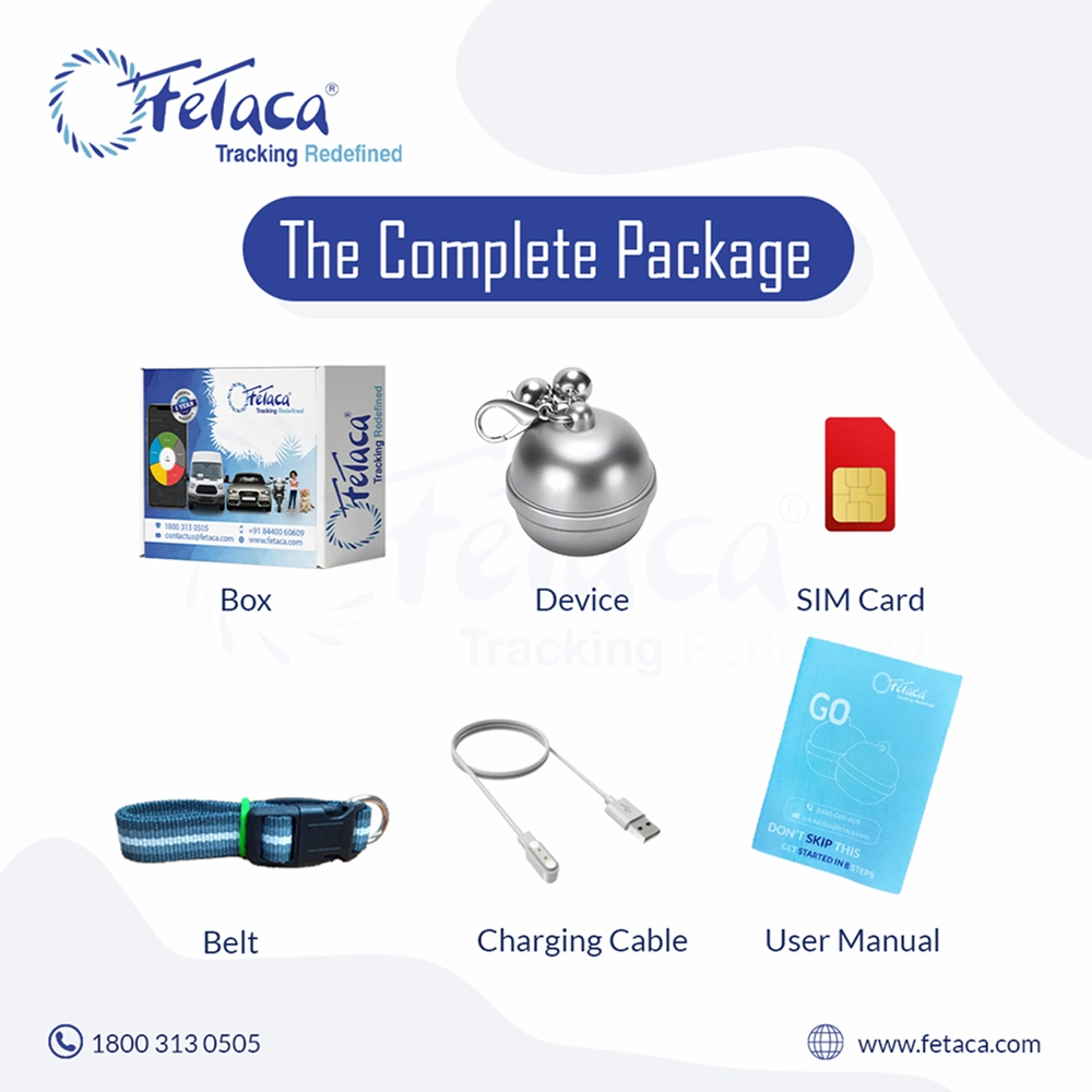 FeTaca Smart Silver Bell Shaped 2G Pet GPS Tracker with 1Year Advanced Tracking & SIM Data Subscription for Dogs and Cats (Silver)