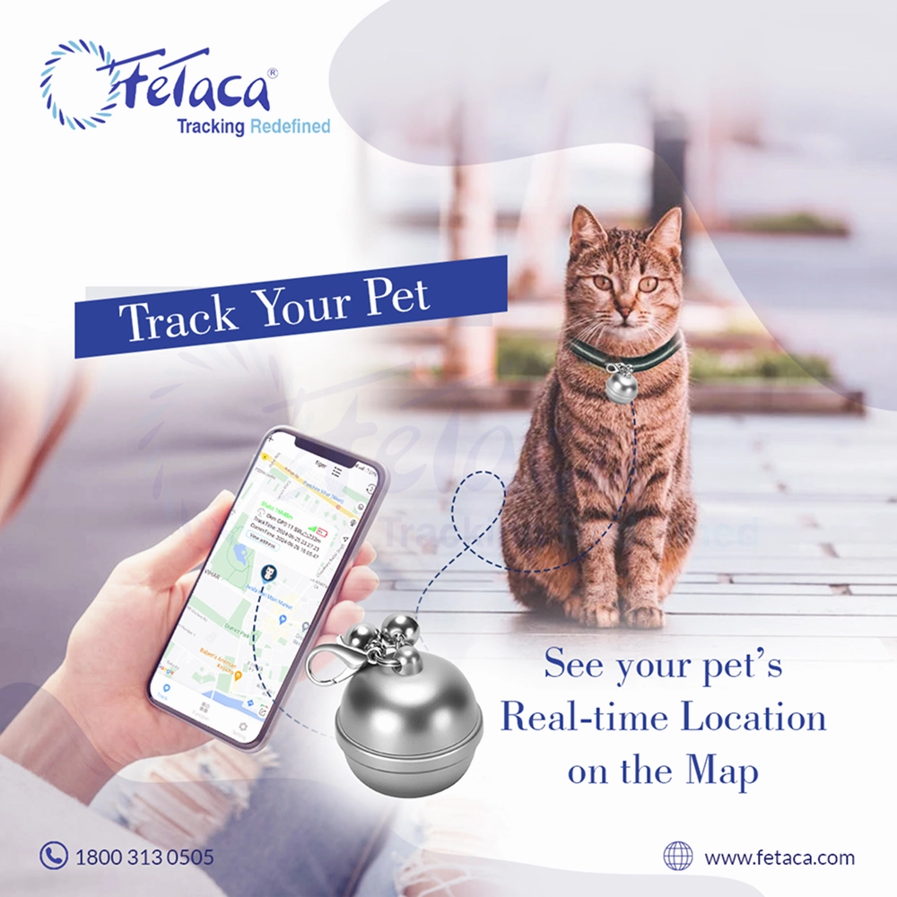 FeTaca Smart Silver Bell Shaped 2G Pet GPS Tracker with 1Year Advanced Tracking & SIM Data Subscription for Dogs and Cats (Silver)