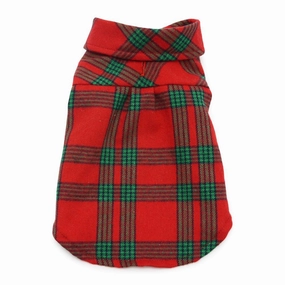 Flannel Button Down Dog Shirt Red/Green