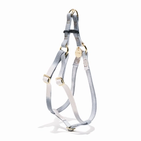 Flat Webbing Cotton Dog Harness Gray Ombre