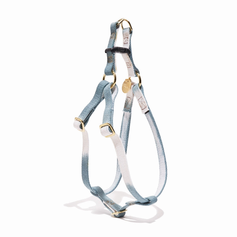 Flat Webbing Cotton Dog Harness Marine Green