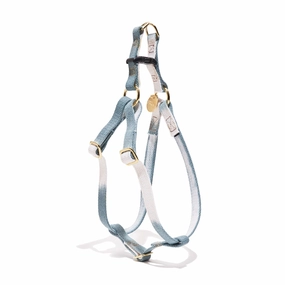 Flat Webbing Cotton Dog Harness Marine Green