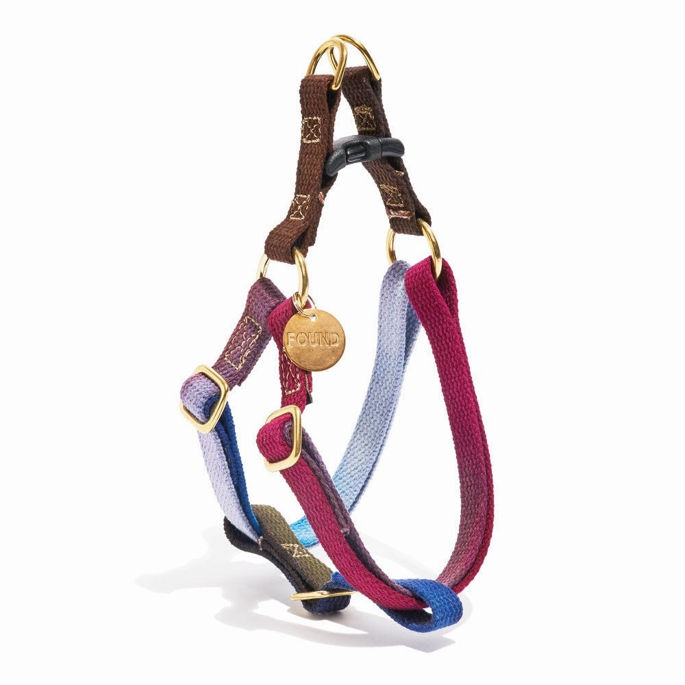 Flat Webbing Cotton Dog Harness Mood Ring