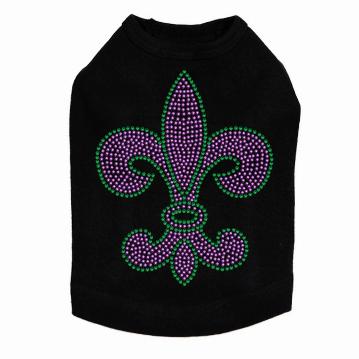 Fleur de Lis Purple/Green Rhinestone Dog Tank