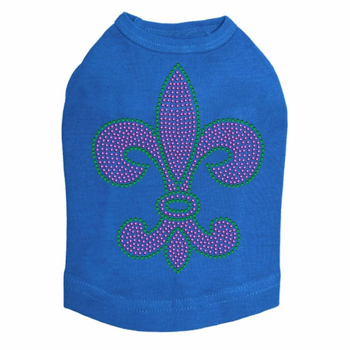 Fleur de Lis Purple/Green Rhinestone Dog Tank