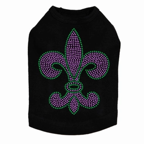 Fleur de Lis Purple/Green Rhinestone Dog Tank
