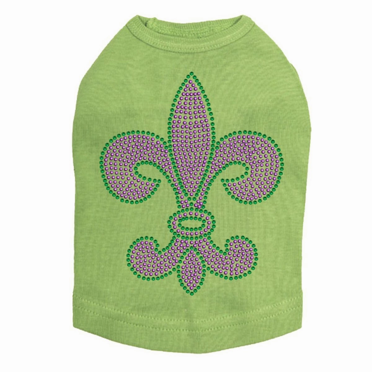 Fleur de Lis Purple/Green Rhinestone Dog Tank