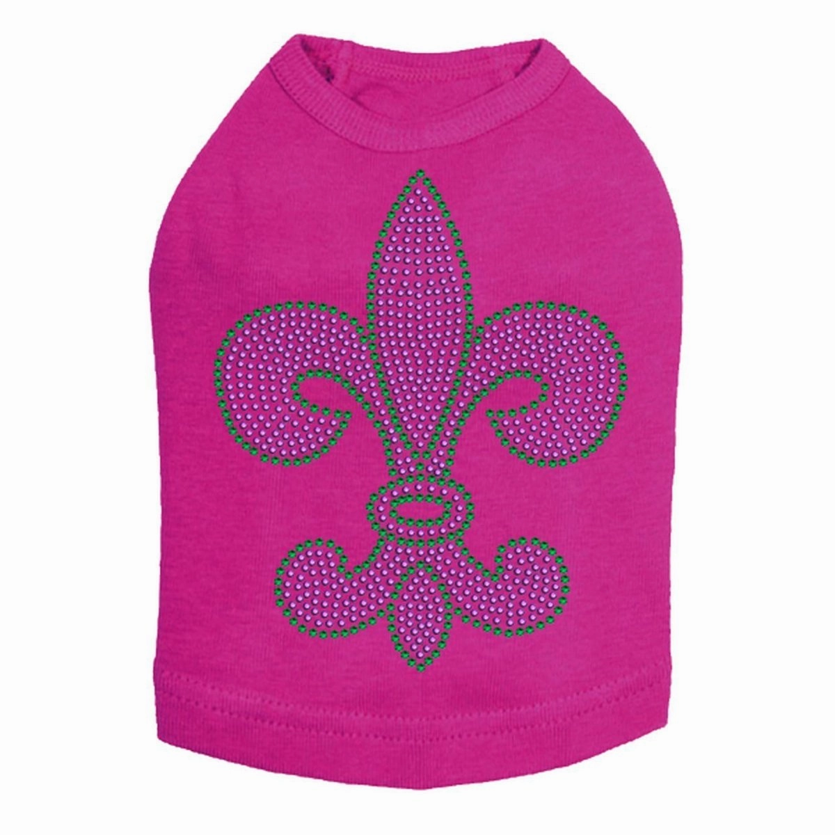 Fleur de Lis Purple/Green Rhinestone Dog Tank