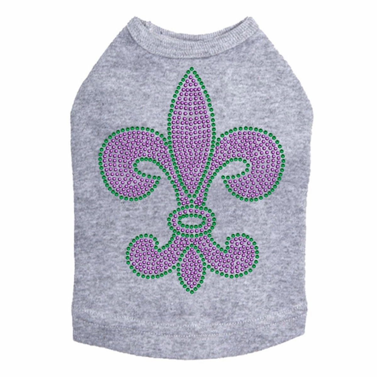 Fleur de Lis Purple/Green Rhinestone Dog Tank