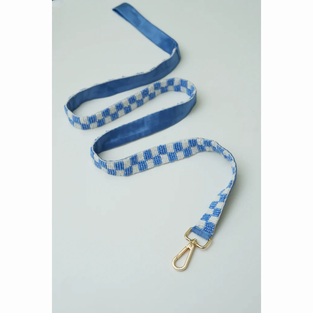 Floof & Co Checkered Leash & Collar (Blue & White)