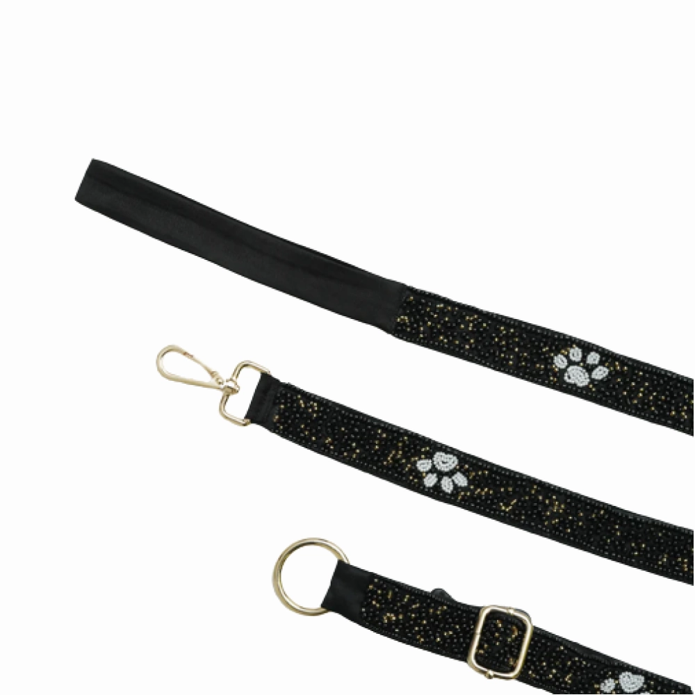 Floof & Co Paw Cocktail Leash & Collar (Blue & White)