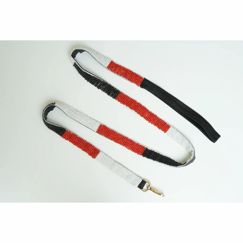 Floof & Co Paw Tricolor Leash & Collar (Red White Black)