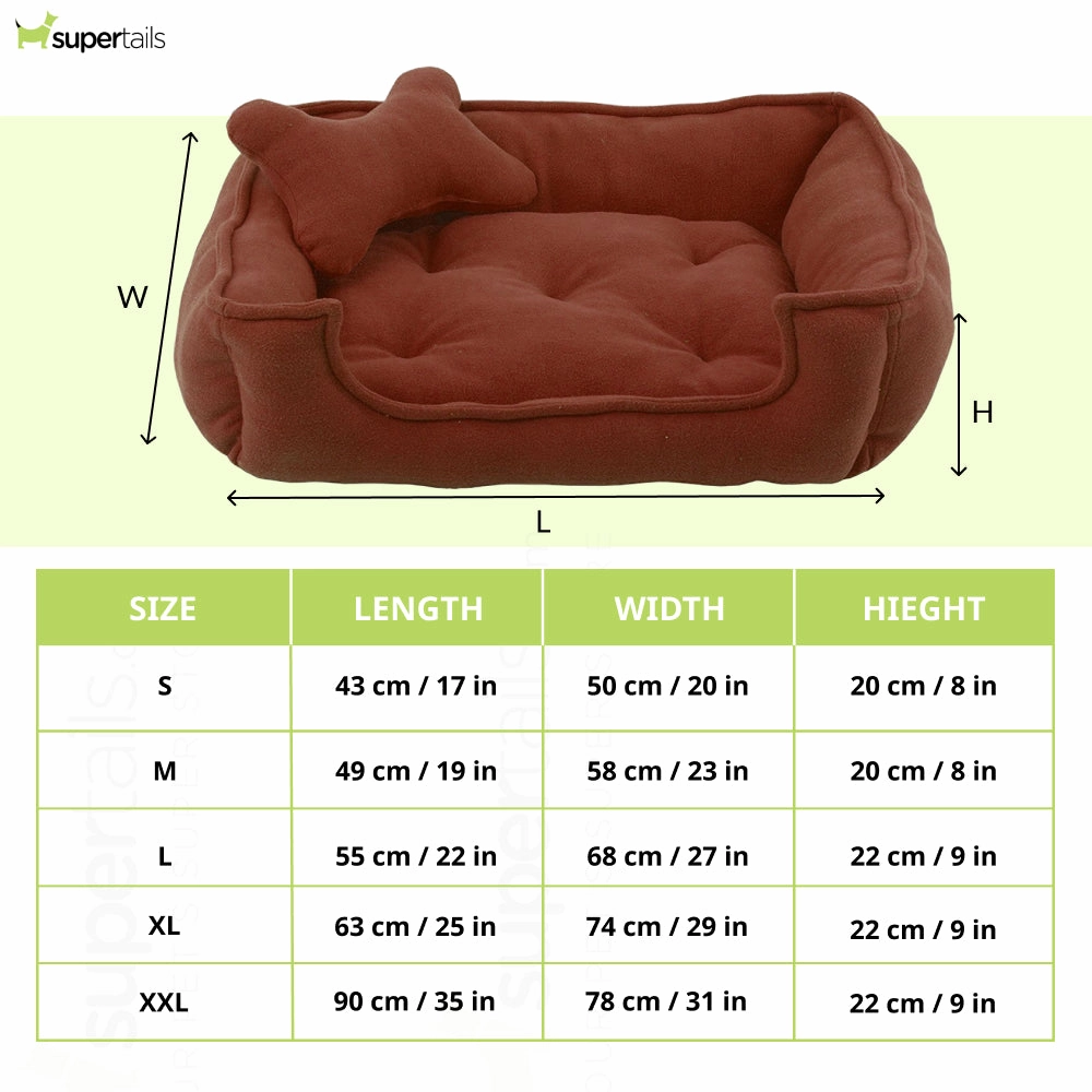 Fluffy's Luxurious Reversible Soft Polyster Filled Bed for Dogs and Cats (Brown)