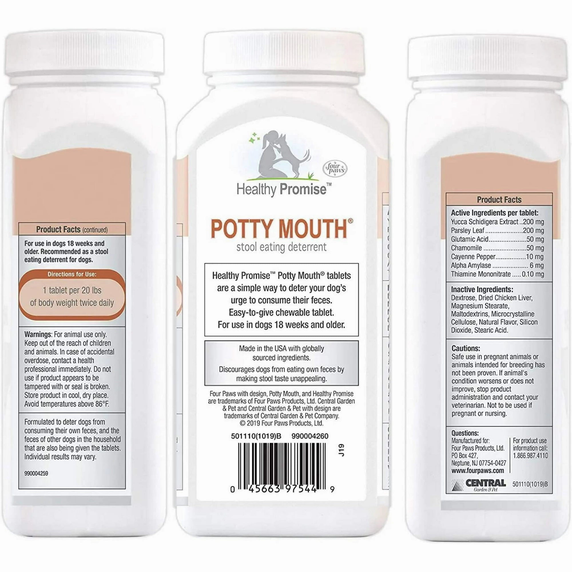 Four Paws Potty Mouth Coprophagia Supplement for Dogs