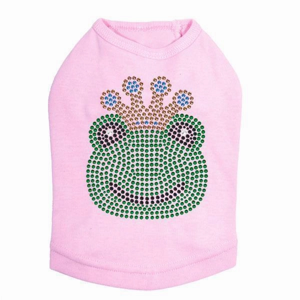 Frog With Blue Crown Rhinestone Dog Tank