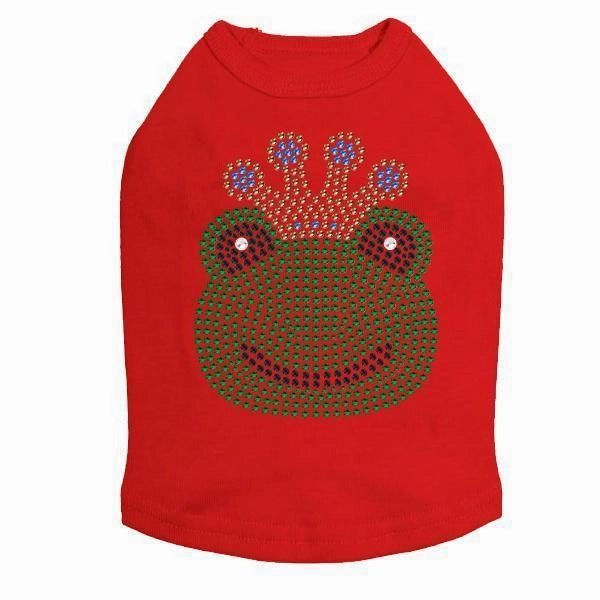 Frog With Blue Crown Rhinestone Dog Tank