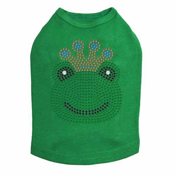 Frog With Blue Crown Rhinestone Dog Tank