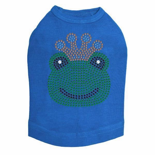 Frog With Blue Crown Rhinestone Dog Tank