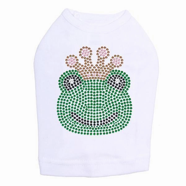 Frog With Pink Crown Rhinestone Dog Tank