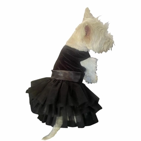 Fufu Tutu Holiday Party Dog Dress Black Velvet