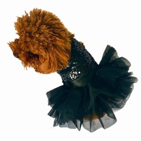 Fufu Tutu Marilyn Dog Dress Black Sequins