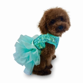 Fufu Tutu Over The Top Sequin Dog Dress Seafoam