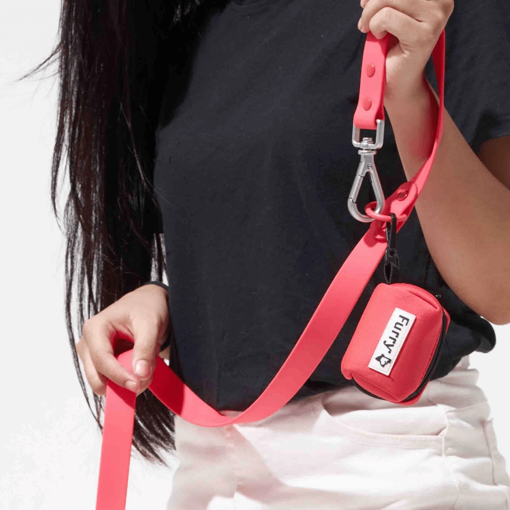 Furry & Co Bold Harness, Collar and Leash for Dogs Combo (Coral Red)
