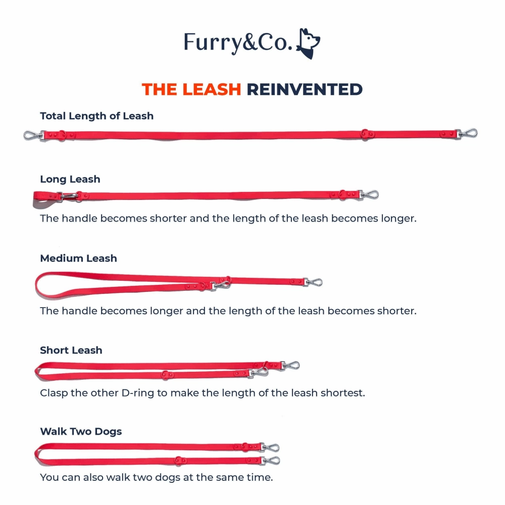 Furry & Co Weatherproof Leash for Dogs (Coral Red)