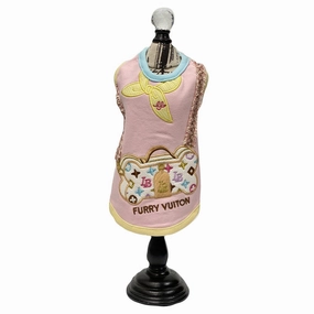 Furry Vuiton Bone Pochette Dog Tank Pink