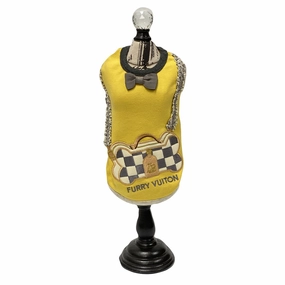 Furry Vuiton Bone Pochette Dog Tank Yellow