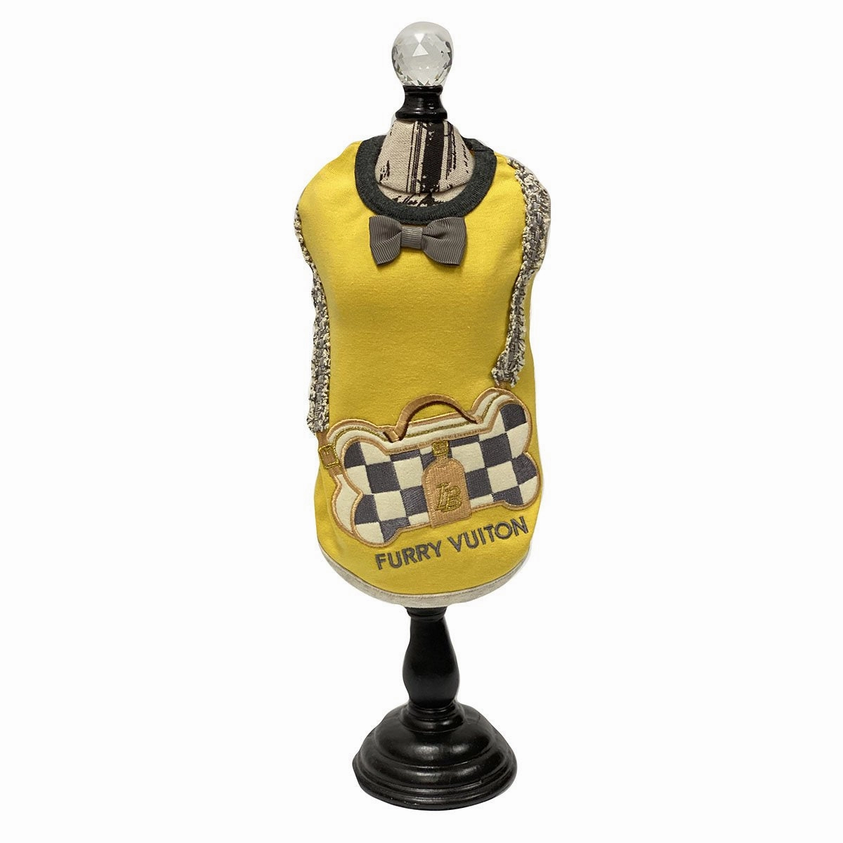 Furry Vuiton Bone Pochette Dog Tank Yellow