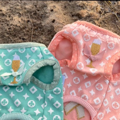 Furry Vuiton Champagne Mint Bubbles Dog Tank
