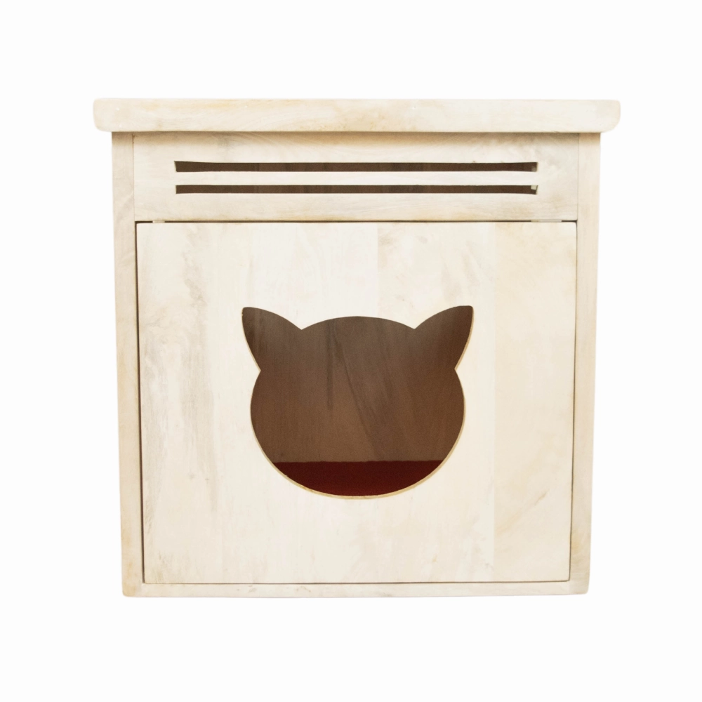 FurryLiving Meraki Cabinet with Cushion for Small Dogs and Cats (Oak/Brown Cushion)