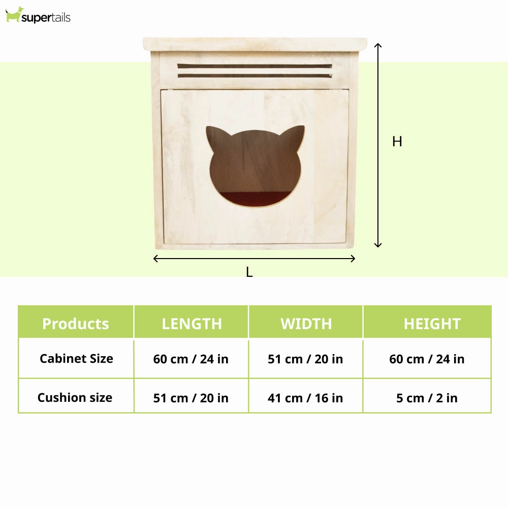 FurryLiving Meraki Cabinet with Cushion for Small Dogs and Cats (Oak/Brown Cushion)