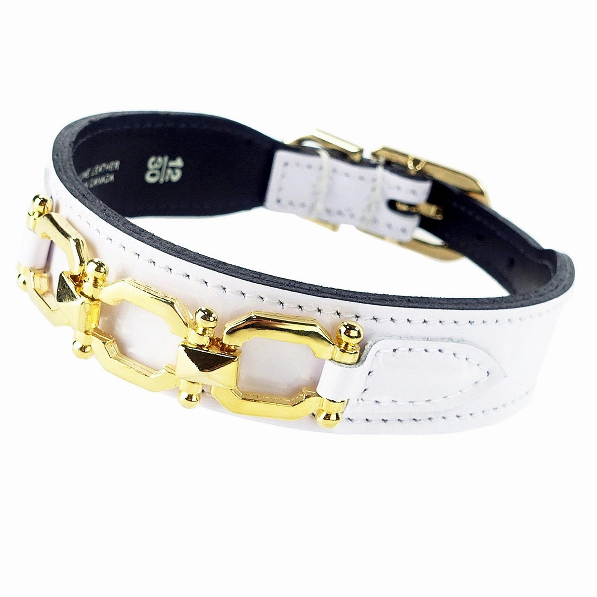 Georgia Rose Collection Dog Collar White Patent/Gold