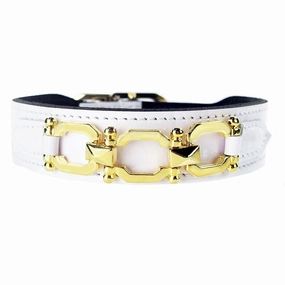 Georgia Rose Collection Dog Collar White Patent/Gold