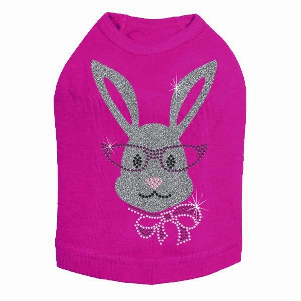 Girl Bunny With Glasses Rhinestone Dog Tank
