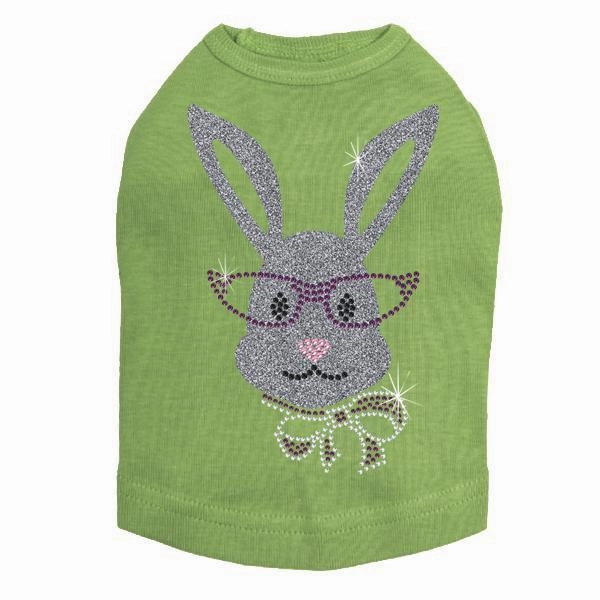 Girl Bunny With Glasses Rhinestone Dog Tank