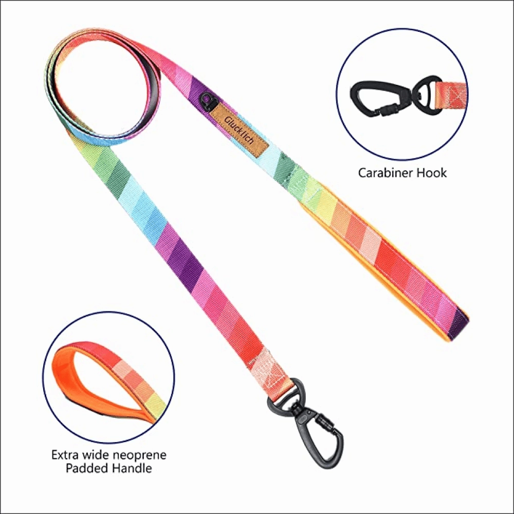 Glucklich Heavy Duty Printed Leash for Dogs (Rainbow)