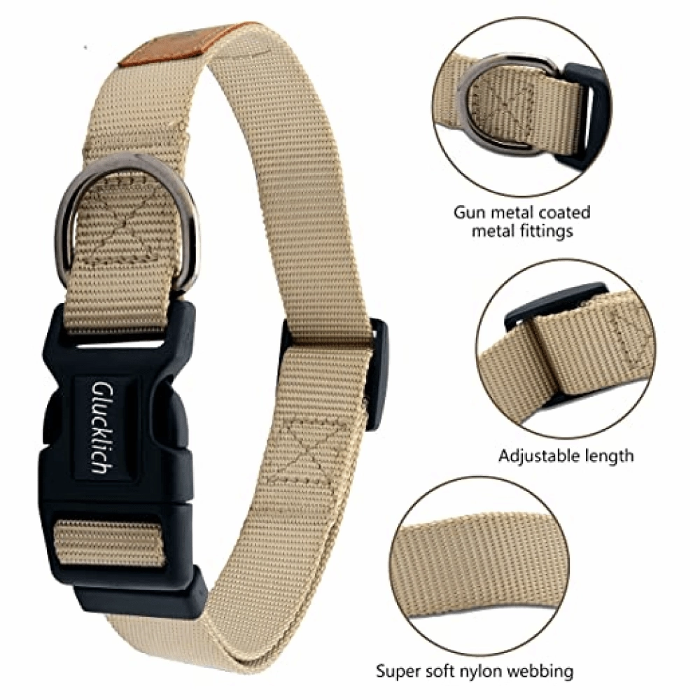 Glucklich Pet Essentials Classic Nylon Collar for Dogs (Beige)