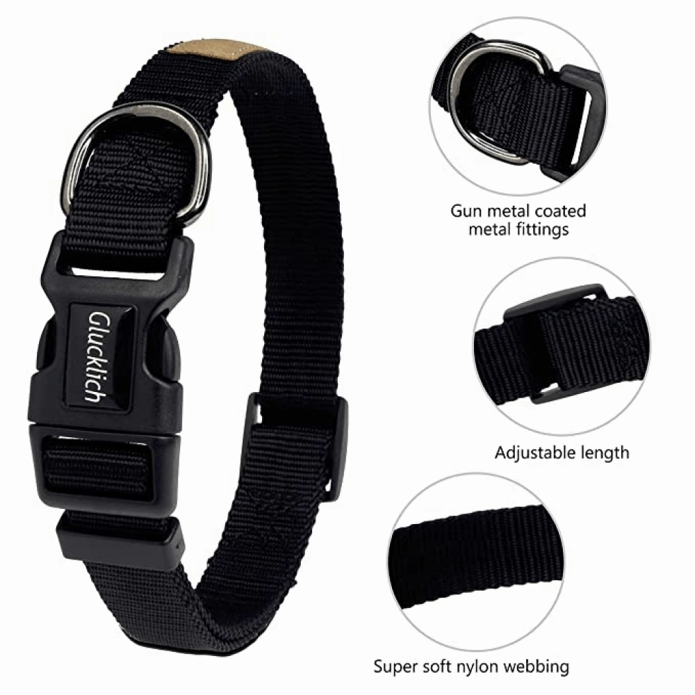 Glucklich Pet Essentials Classic Nylon Collar for Dogs (Black)