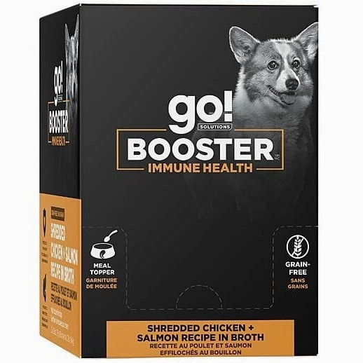 Go! Solutions Booster Immune Health Shredded Chicken   Salmon in Bone Broth Dog Food Topper